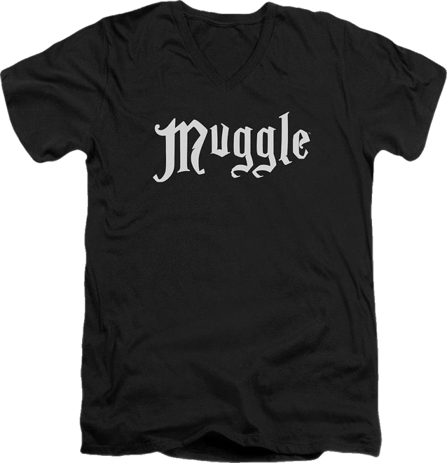 Mens Muggle Short Sleeve Adult V Neck Premium Cotton Tee / T-Shirt