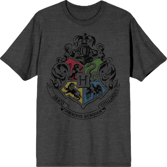 Men's Hogwarts Crest Charcoal Heather T-shirt-3X-Large