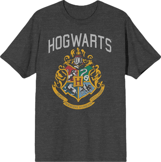 Men's Hogwarts Crest Charcoal Heather T-shirt-xxl