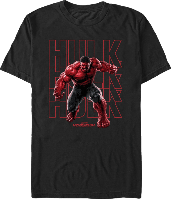 Men's Red Hulk Text Stack Short Sleeve T-Shirt