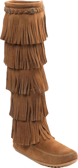 Women's Suede 5-Layer Fringe Boots
