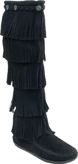 Women's Suede 5-Layer Fringe Boots