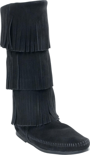 Women's Suede 3-Layer Fringe Boots