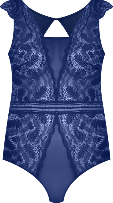 Women's Stretch Lace and Mesh Lingerie Bodysuit