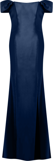 Women's Off-the-Shoulder Bow-Back Satin Trumpet Gown