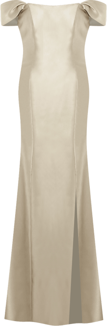 Women's Off-the-Shoulder Bow-Back Satin Trumpet Gown