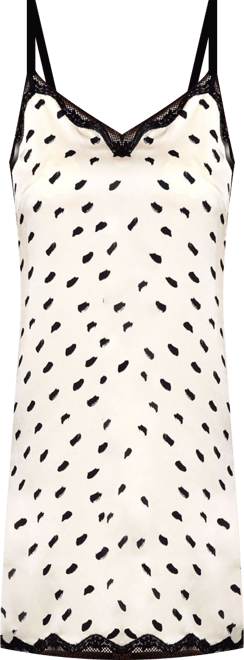 Women's Nadia Polka Dot Printed Chemise Trimmed in Lace Lingerie