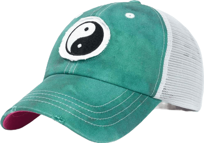Zen Lady Women's Adjustable Snap Back Mesh Green Yin Yang Trucker Hat