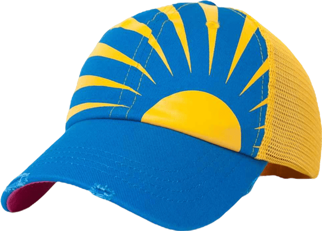 Sunny Lady Women's Adjustable Snap Back Mesh Blue and Yellow Sunshine Trucker Hat