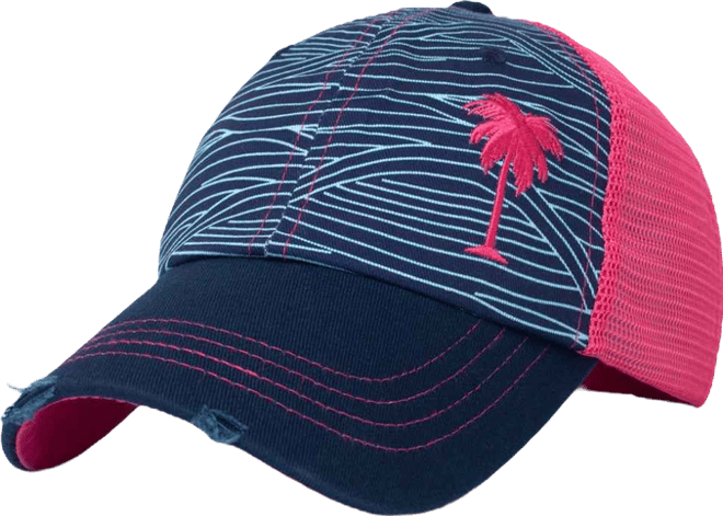 Women's Adjustable Snap Back Mesh Palm Tree Trucker Hat