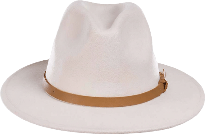 Women's Faux Leather Knotted Band Wool Blend Felt Hat