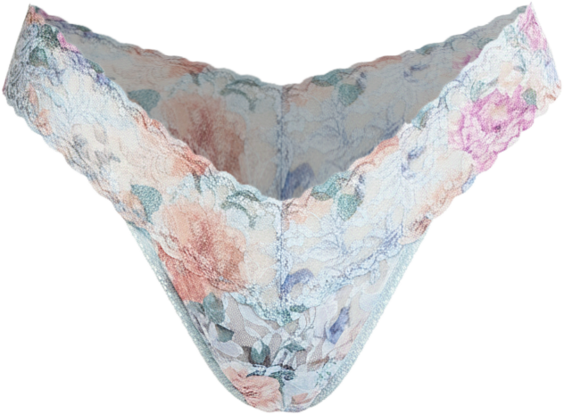Women's Printed Signature Lace Low Rise Thong