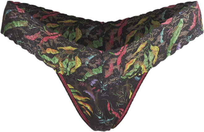 Women's Printed Signature Lace Low Rise Thong