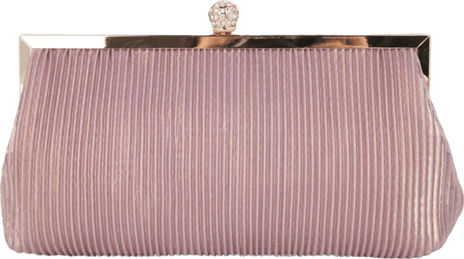 Women's Pleated Metallic Frame Clutch