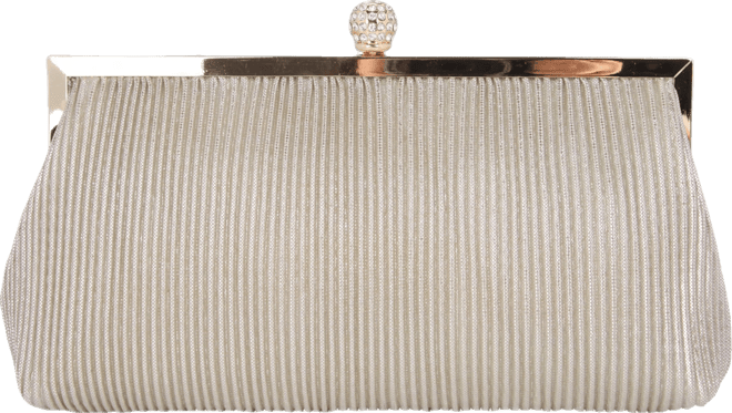 Women's Pleated Metallic Frame Clutch