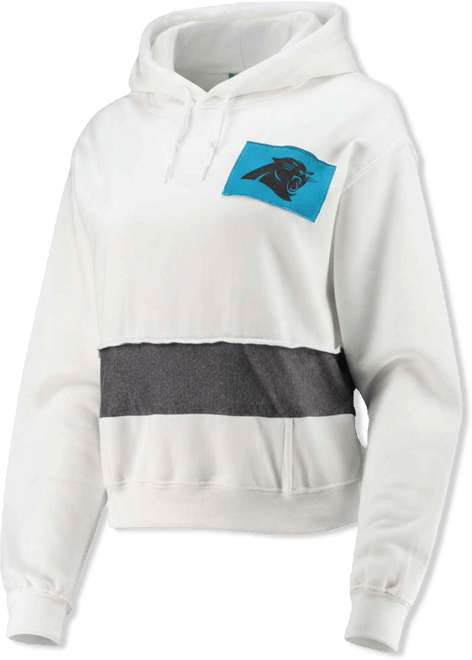 Women's White Carolina Panthers Crop Dolman Pullover Hoodie
