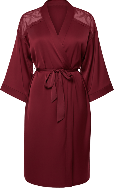 Women's Forrest Stretch Satin and Lace Short Robe