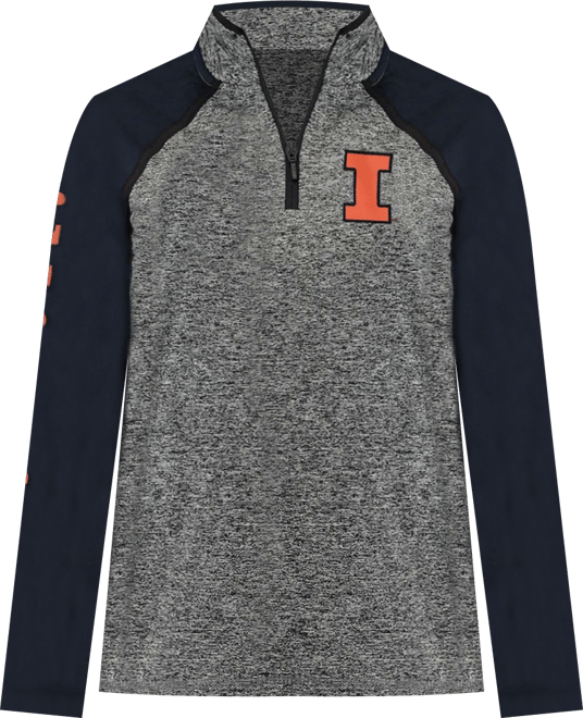 Women's Gray, Navy Illinois Fighting Illini Finalist Quarter-Zip Pullover Jacket