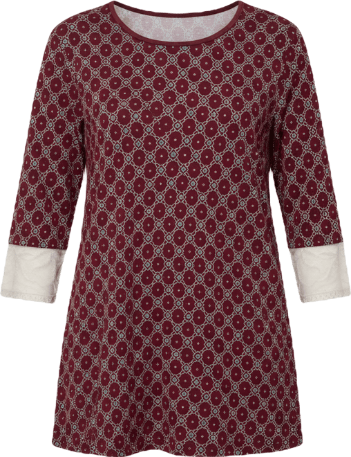 Women's Diamond Pattern Ultra Soft Print Knit Sleep Shirt with Tie Back and Deep V Open Back