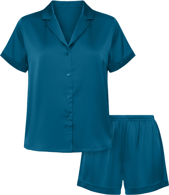 Women's Lucile Satin and Lace Short Sleeve Pajamas Set