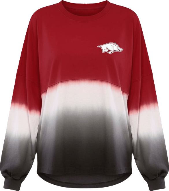 Women's Cardinal Arkansas Razorbacks Ombre Long Sleeve Dip-Dyed
