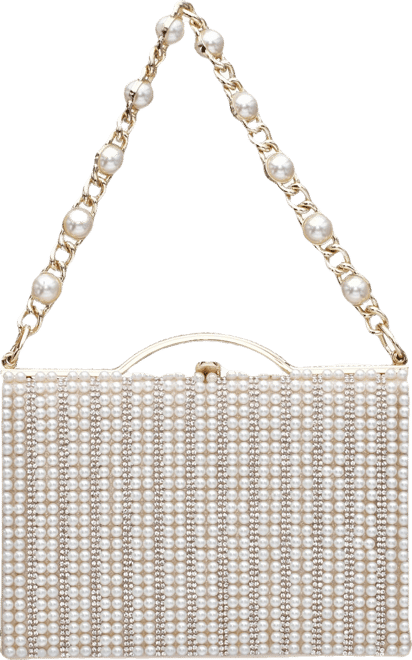 Women's Imitation Pearl and Crystal Minaudiere