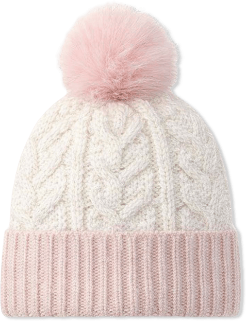 Women's Lurex Colorblock Faux Fur Pom Beanie