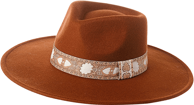 Women's Wool Blend Felt Hat with Floral Print Band