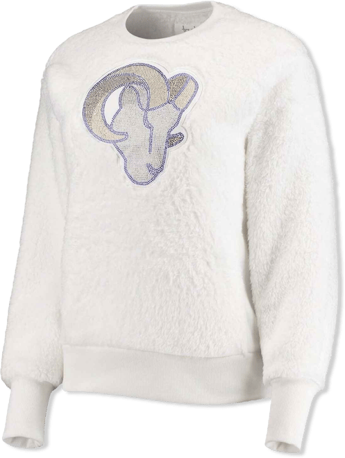 Women's White Los Angeles Rams Milestone Tracker Pullover Sweatshirt