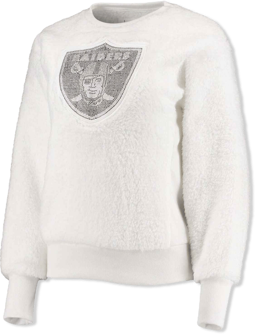 Women's White Las Vegas Raiders Milestone Tracker Pullover Sweatshirt