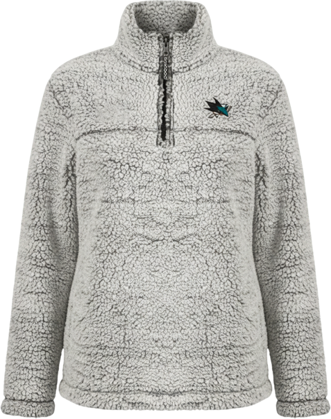 Women's Gray San Jose Sharks Sherpa Quarter-Zip Pullover Jacket