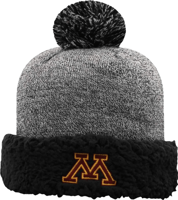 Women's Black Minnesota Golden Gophers Snug Cuffed Knit Hat with Pom