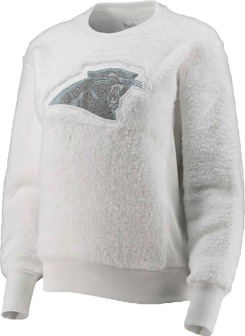 Women's  White Carolina Panthers Milestone Tracker Pullover Sweatshirt