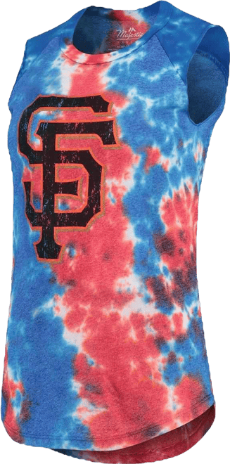 Women's  Threads Red, Blue San Francisco Giants Tie-Dye Tri-Blend Muscle Tank Top