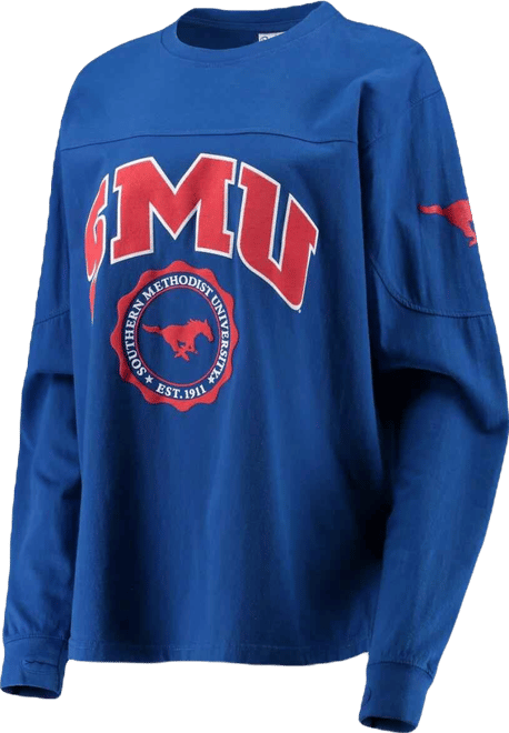Women's  Royal Smu Mustangs Edith Long Sleeve T-shirt