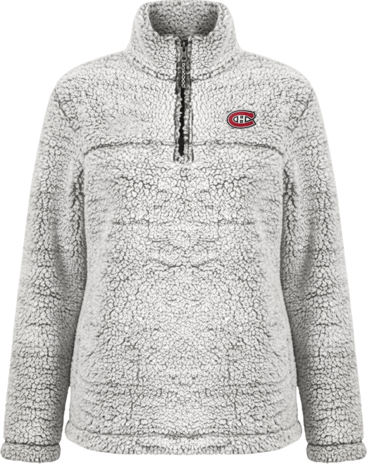 Women's  Gray Montreal Canadiens Sherpa Quarter-Zip Pullover Jacket