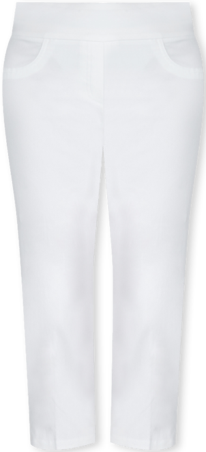 Plus Size Essentials Solid Pull-On Capri Pants with Detailed Split Hem