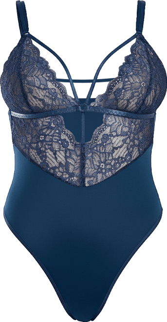 Women's 1PC Strappy Plunge Lace Lingerie Bodysuit