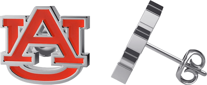 Women's  Auburn Tigers Silver-Tone Enamel Post Earrings