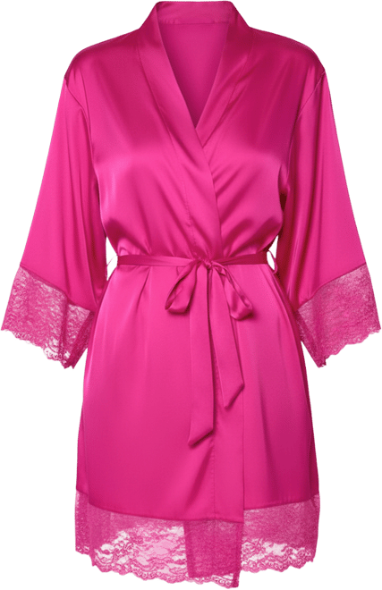 Women's Naomi Silky Satin with Lace Robe