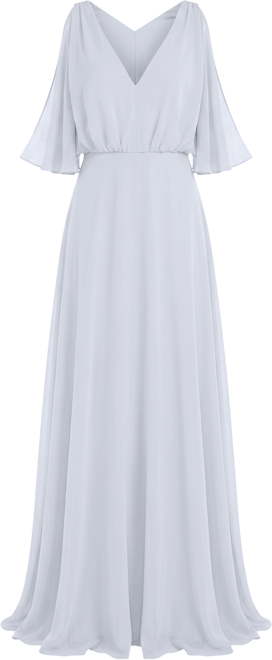 sachin and babi light blue dress ZAPAKASA Women Dark A Line Grey Ruched Long Chiffon Mother of the Bride  Dress with Slit V-Neck Long Sleeves Wedding Guest Dress