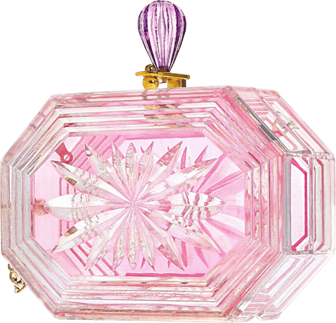 Women's Perfume Bottle Clear Flower Cut Acrylic Clutch