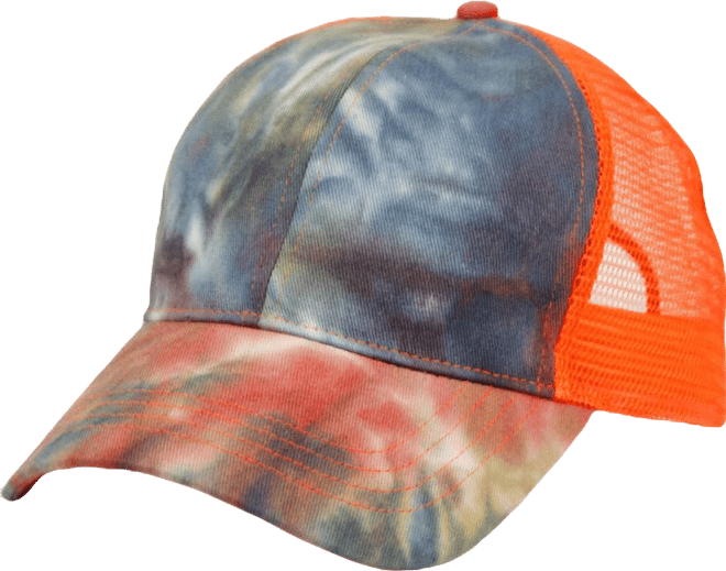 Women's Ponytail Messy Buns Tie Dye Truck Mesh Ponycap Hat