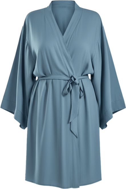 Bree Plus Size Modal Robe with Looped Self Tie Sash and Inner Ties