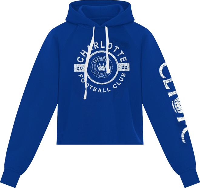 Women's  Blue Charlotte Fc Crop Pullover Hoodie
