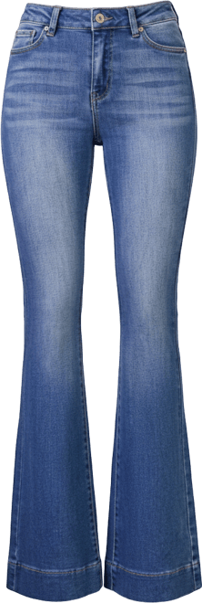 Women's High Rise Faded Stretch Flare Jeans