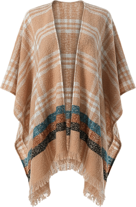 Women's Plaid Poncho