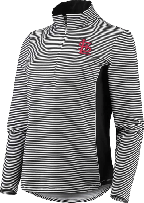 Women's  Black St. Louis Cardinals Aubrey Stripe Block IslandZone Half-Zip Jacket