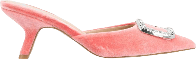 Women's Rishie Ornamented Kitten Heel Velvet Slip On Pumps