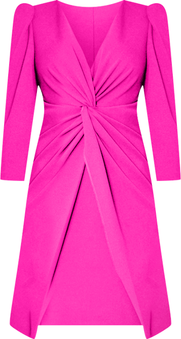 Women's Puffed-Shoulder Twist-Front Dress